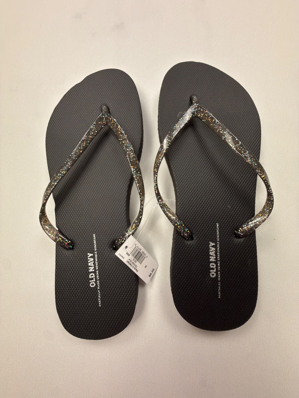 Old Navy Embellished Flip Flop Black 2010s Minimalist - Womens 10 NWT